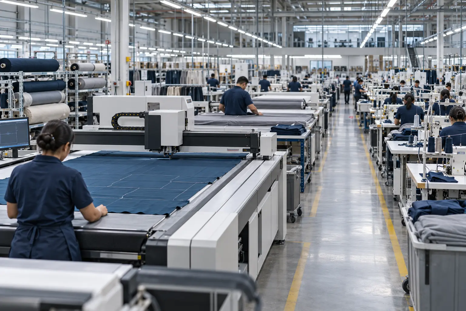 Planta moderna de producción textil y confección