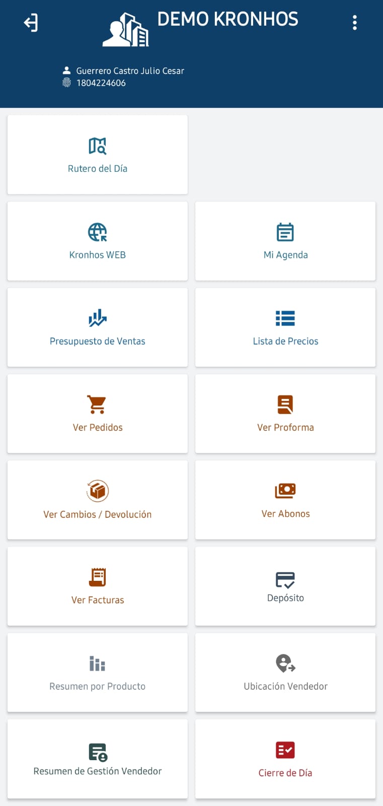 Interfaz de Kronhos Mobile
