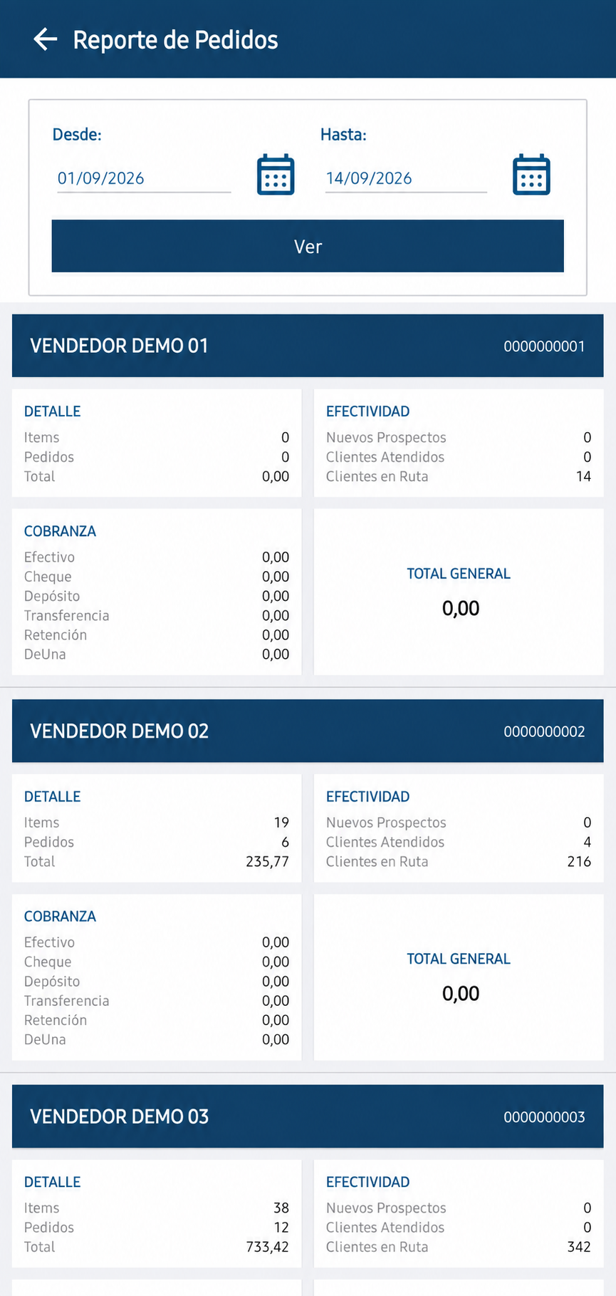 Reporte de pedidos, efectividad y cobranza en Kronhos Mobile